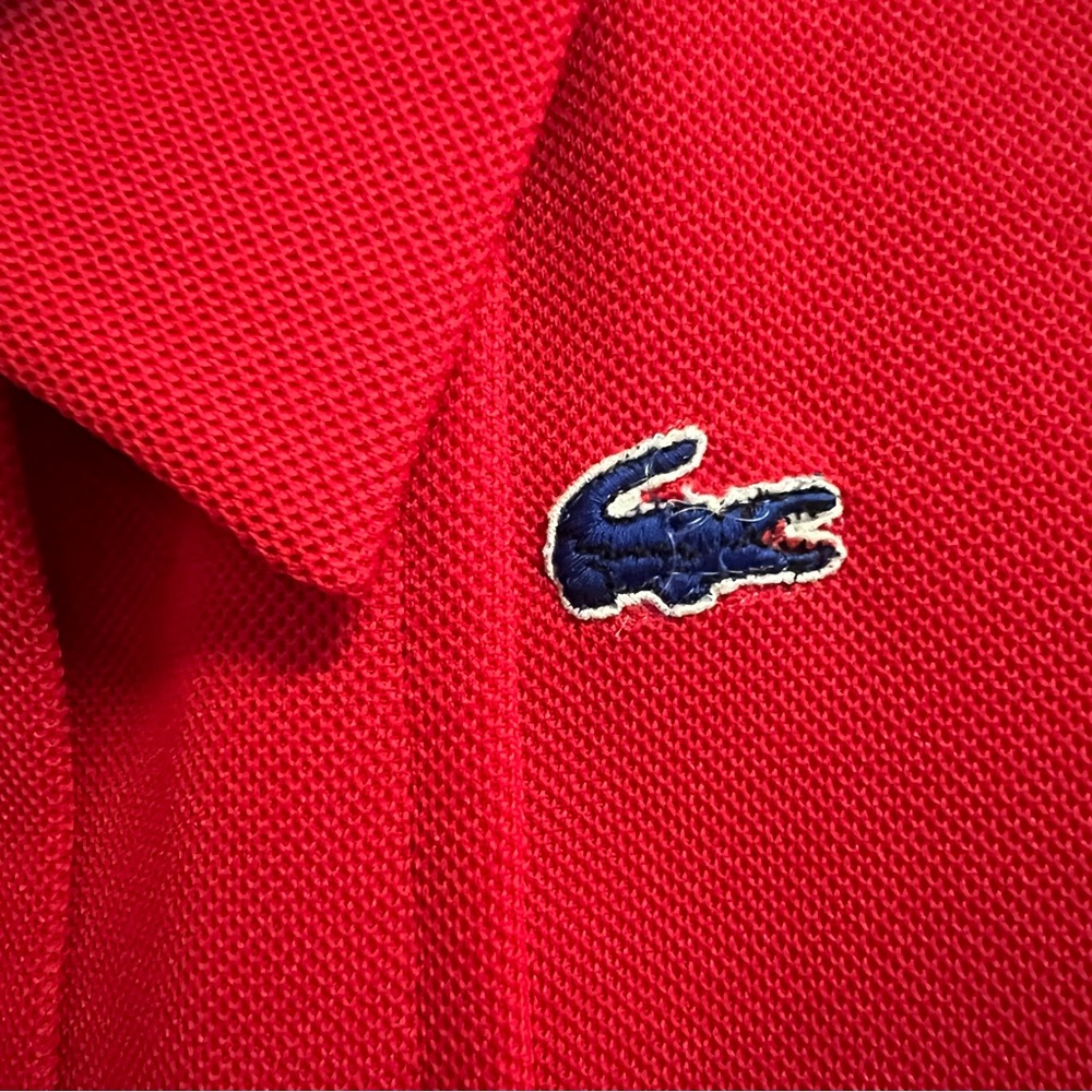 Vintage Chemise Lacoste Polo Dress Size 12/14 Red And Navy Blue Matching Belts - Picture 10 of 16